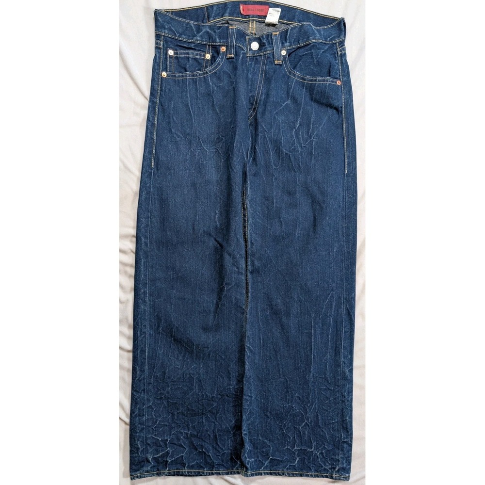 Levis Type 1 Jeans Mens 38x32 Real Loose Cut Red Tab Blue Denim Drk Blue